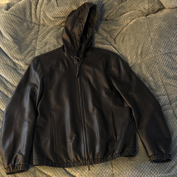 Armani Collezioni Black Hooded Windbreaker